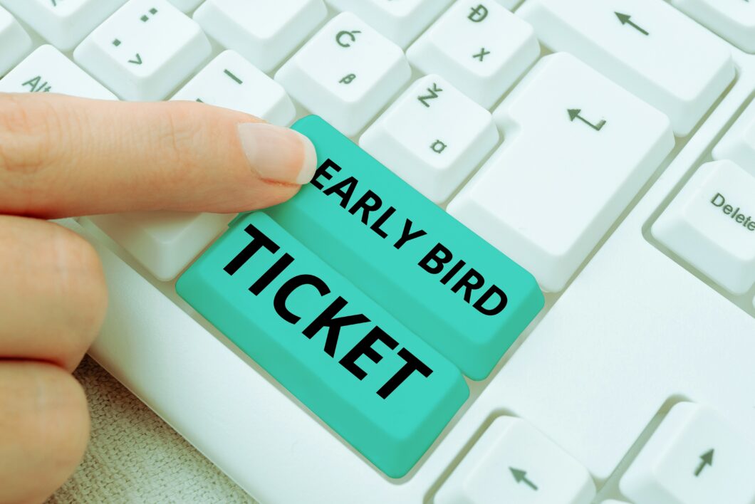 Writing,displaying,text,early,bird,ticket.,business,approach,buying,a