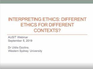 20190905 Interpreting Ethics Different Ethics For Different Contexts