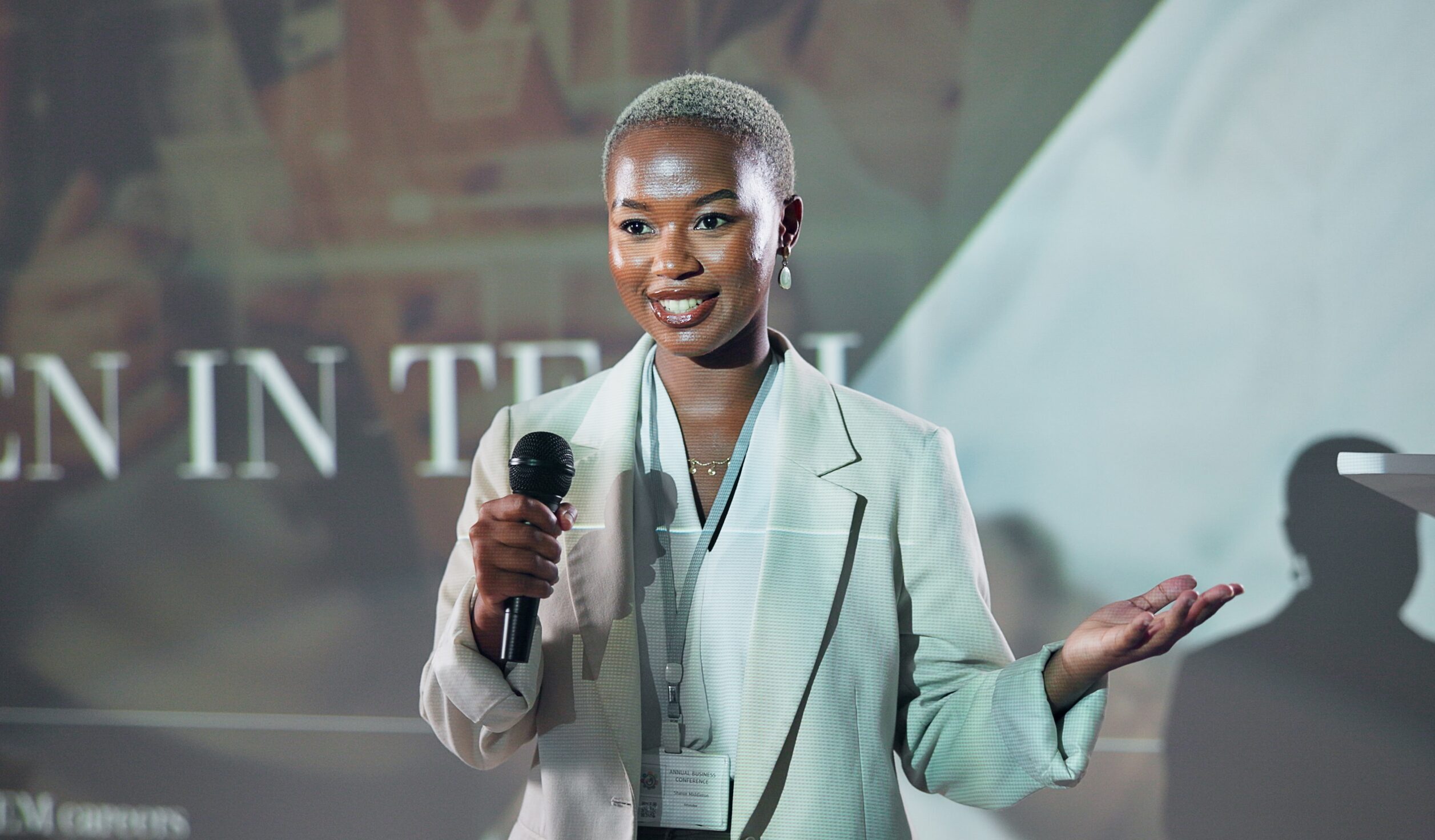 Business,,speech,and,black,woman,at,conference,for,motivation,at