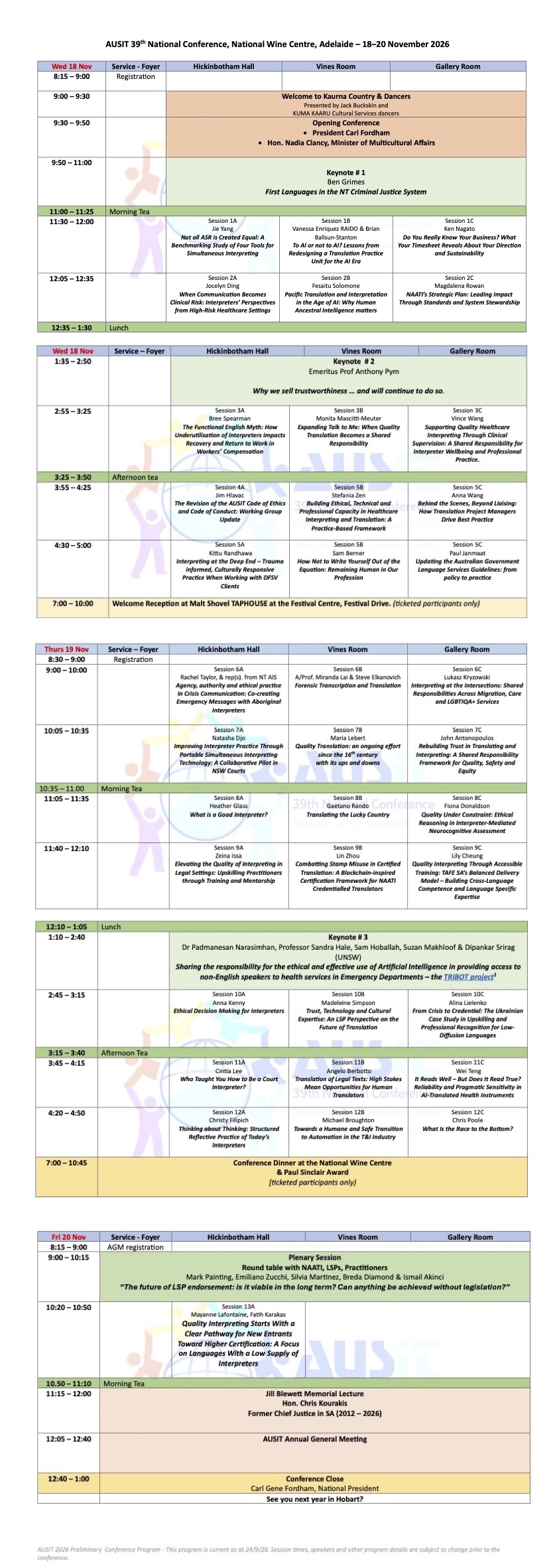 Ausit 2026 Preliminary Conference Program 15 Sep Full Program